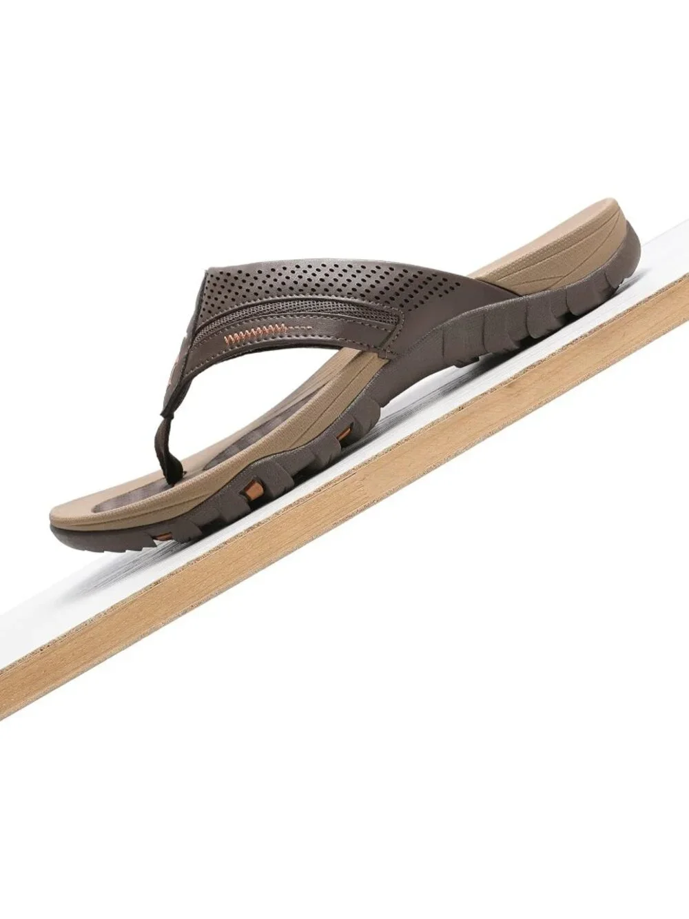 Men's Coffee Flip-flops Thongs Sandals Durable Comfort Slippers For Casual
